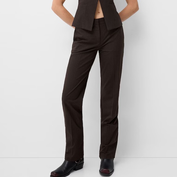 Bershka mid rise Dark Brown Women's Pants nwt - Picture 1 of 9